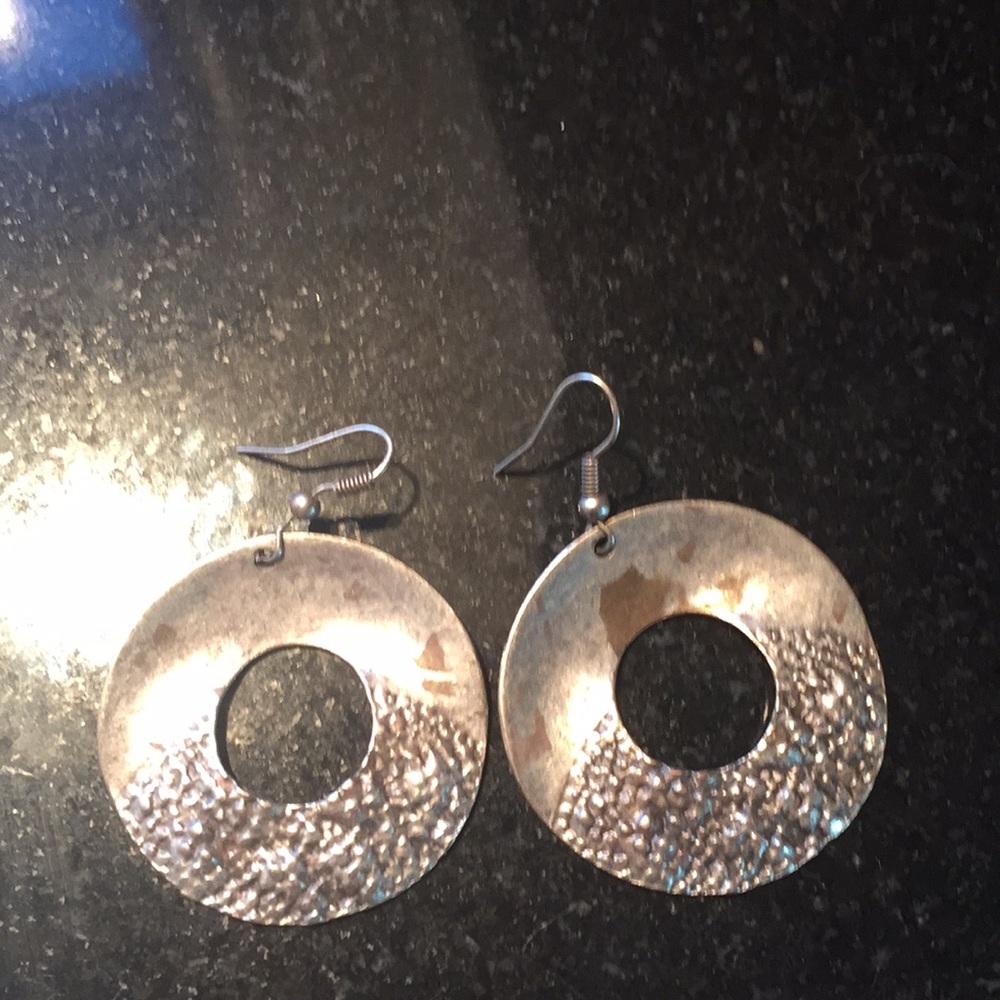 Distressed Silver Tone Earrings